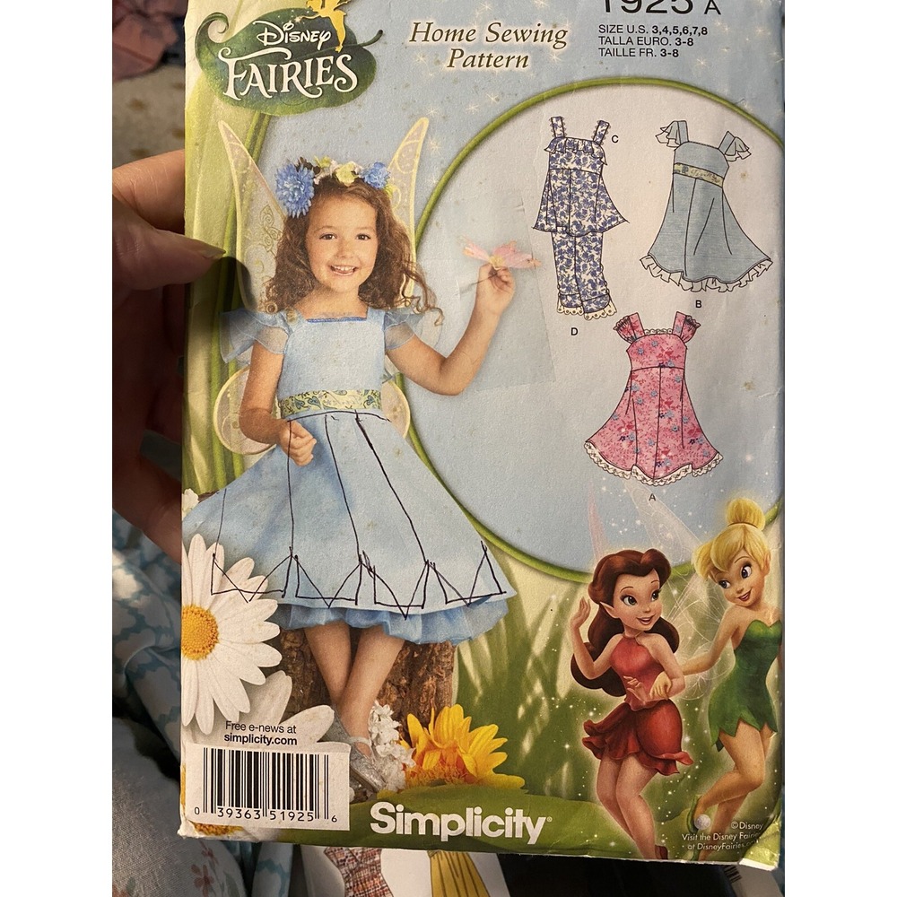 Disney Fairies Simplicity 1925 Sewing Pattern Dress Costume Size 3-8 Cut